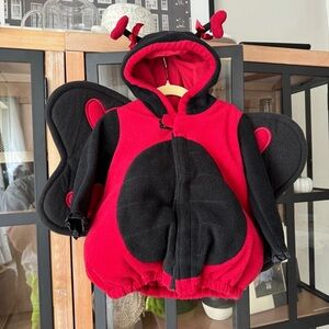 2007 Vintage Old Navy baby toddler girl costume lady bug halloween fleece hooded